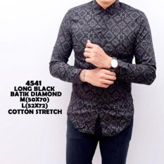 CITY STORE - Kemeja Batik Long Black Diamond Bahan Katun Stretch